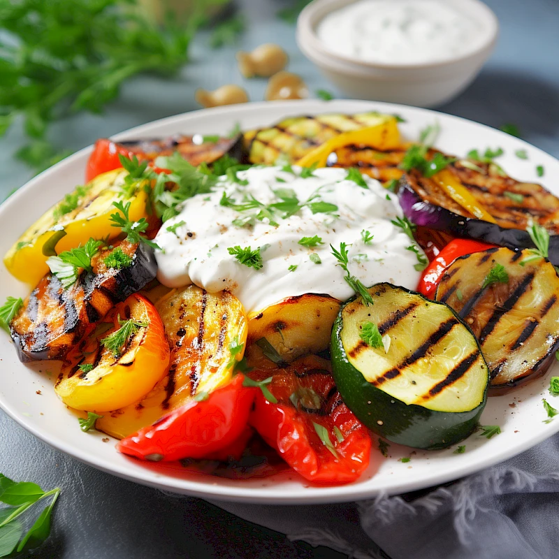 Gegrilltes Gemüse mit Kräuterquark