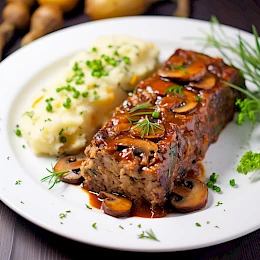 Foto von Hackbraten mit Pilzen und Kräutern der Provence