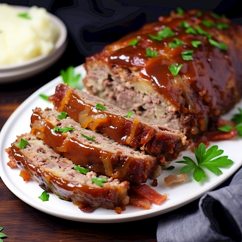 Galeriefoto: Hackbraten mit Speck und Zwiebeln