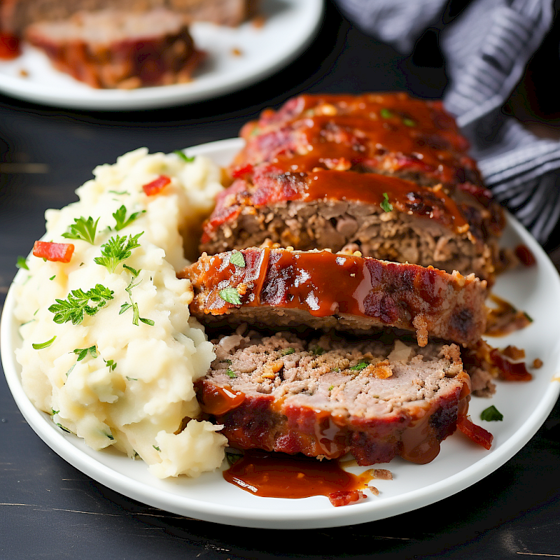 Galeriefoto: Hackbraten mit Speck und Zwiebeln
