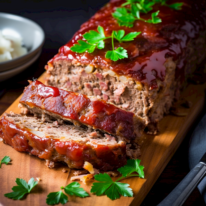 Galeriefoto: Hackbraten mit Speck und Zwiebeln
