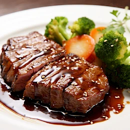 Foto von Rinderfilet mit Teriyaki-Sauce