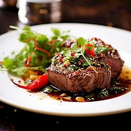 Foto von Rinderfilet mit Chili und Koriander