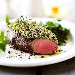 Foto von Rinderfilet mit Kräuterkruste