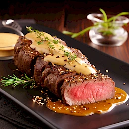 Foto von Rinderfilet mit Honig-Senf-Sauce