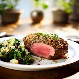 Foto von Rinderfilet mit Oliven-Knoblauch-Kruste