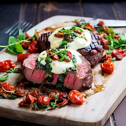 Foto von Rinderfilet mit getrockneten Tomaten und Mozzarella