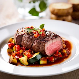 Foto von Rinderfilet mit Ratatouille