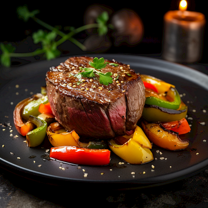 Galeriefoto: Rinderfilet mit Paprika-Zwiebel-Gemüse
