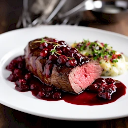 Foto von Rinderfilet mit Preiselbeeren