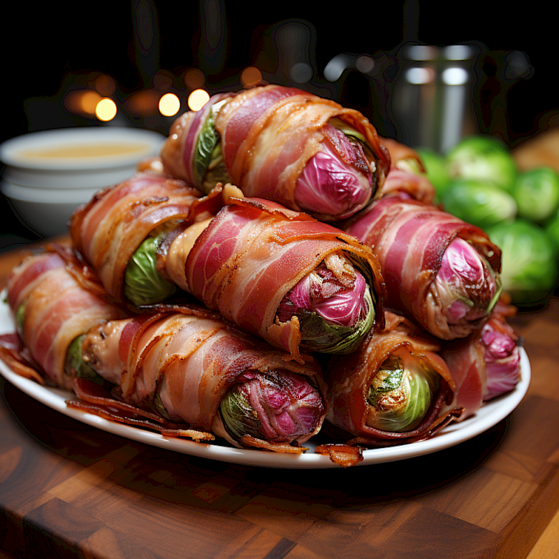 Galeriefoto: Gebratene Hähnchenkeulen mit Rosenkohl und Speck