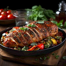Foto von Hähnchenbrust mit Ratatouille