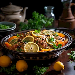 Foto von Hähnchen Tajine mit Oliven und Zitronen
