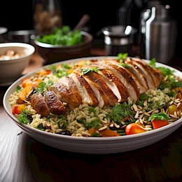 Foto von Hähnchen mit Kreuzkümmel auf Couscous