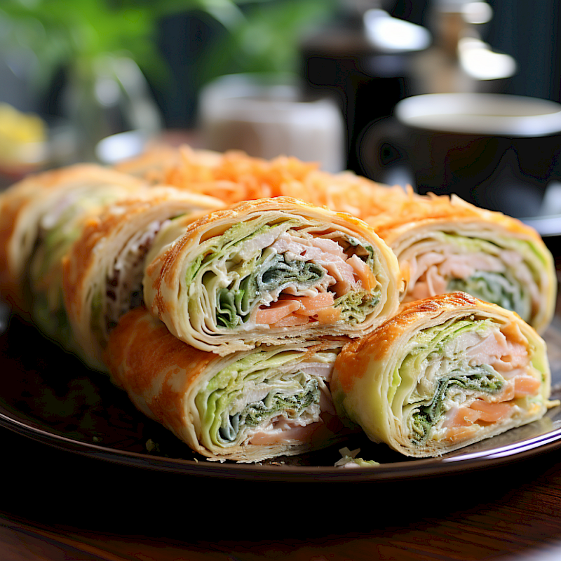 Galeriefoto: Lachs-Pfannkuchen-Rolle mit Frischkäse-Füllung