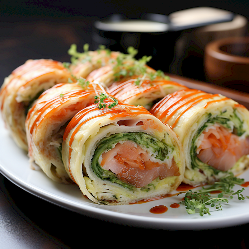 Low Carb Lachs-Pfannkuchen-Rolle mit Frischkäse-Füllung Rezept