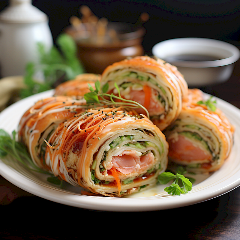 Galeriefoto: Lachs-Pfannkuchen-Rolle mit Frischkäse-Füllung
