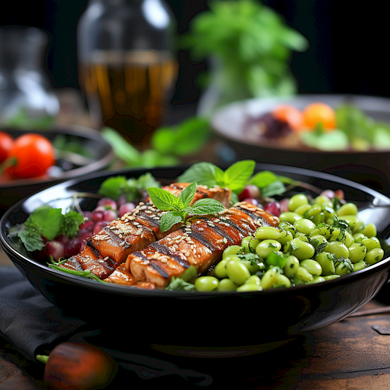 Galeriefoto: Lachs-Poke-Bowl mit Edamame und Sesam