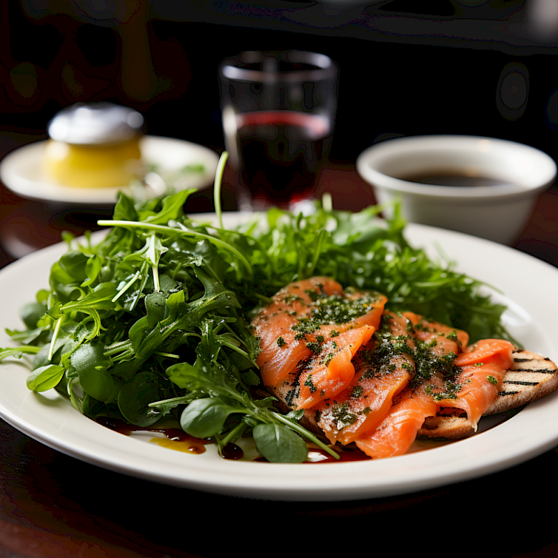 Galeriefoto: Lachs-Carpaccio mit Rucola und Zitronendressing