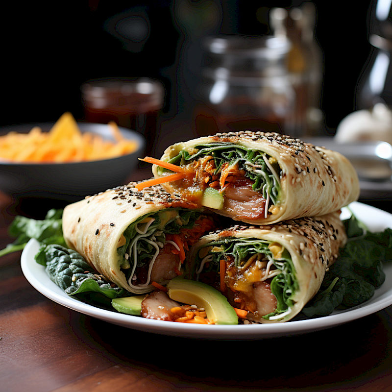 Galeriefoto: Lachs-Wrap mit Salat und Honig-Senf-Sauce