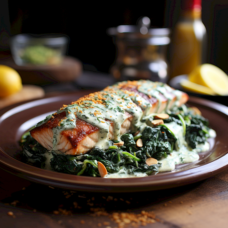 Galeriefoto: Lachs mit Spinat und Sahnesoße