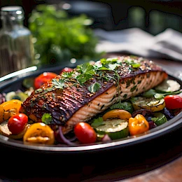 Foto von Lachs en Papillote mit Gemüse und Kräutern