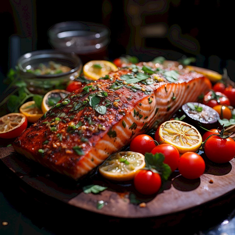 Lachs mit Tomaten-Gemüse-Pfanne