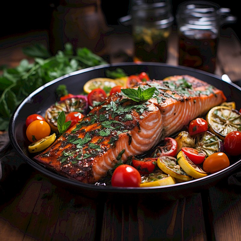 Galeriefoto: Lachs mit Tomaten-Gemüse-Pfanne