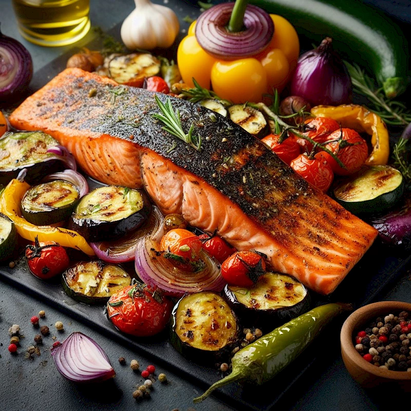Lachs mit mediterranem Gemüse und Kräutern 2