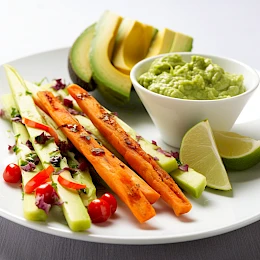 Foto von Gemüsesticks mit Guacamole