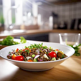 Foto von Linsensalat mit Gemüse