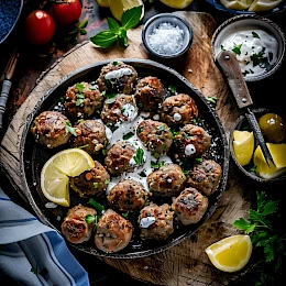 Foto von Keftedes (griechische Fleischbällchen)