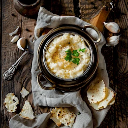 Foto von Skordalia (Knoblauch-Kartoffel-Dip)