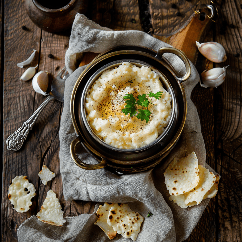 Low Carb Skordalia (Knoblauch-Kartoffel-Dip) Rezept