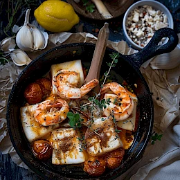 Foto von Saganaki mit Garnelen