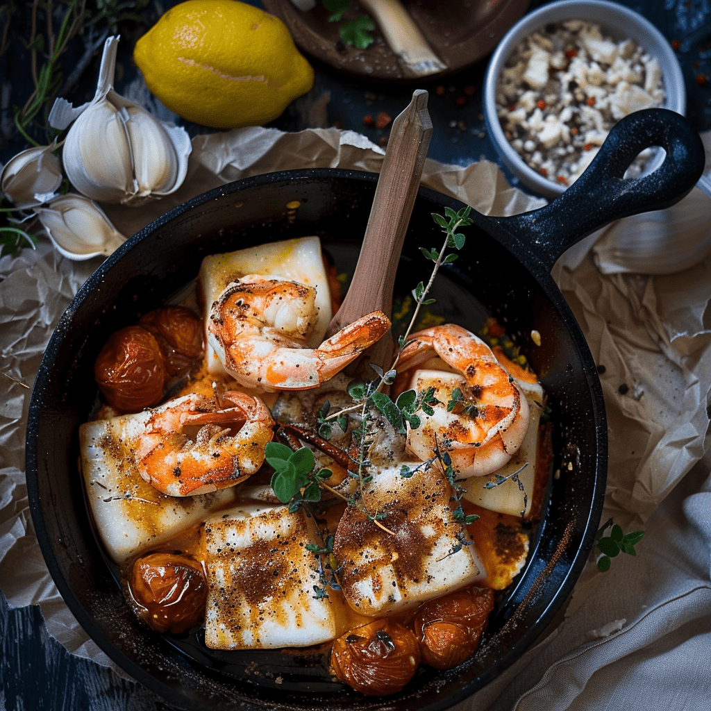 Low Carb Saganaki mit Garnelen Rezept