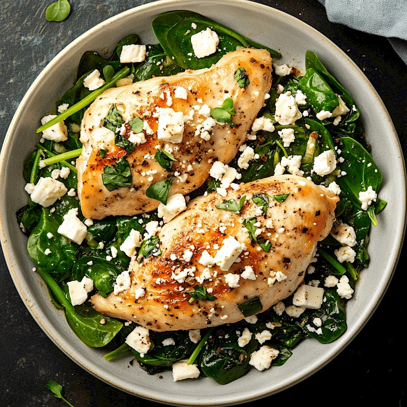 Hähnchen mit Spinat und Feta