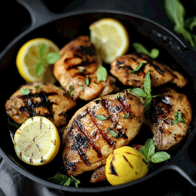 Gegrilltes Hähnchen mit Zitronen