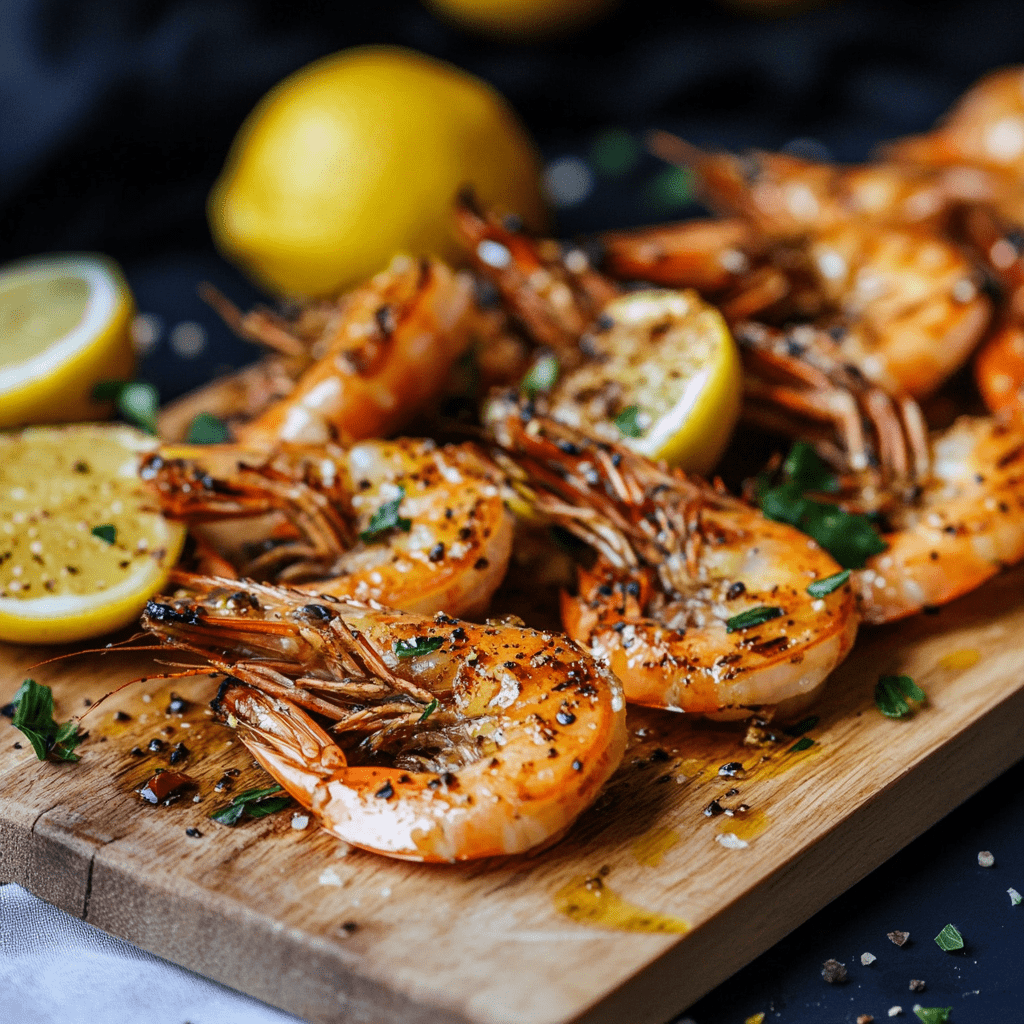 Low Carb Gegrillte Garnelen mit Zitronen Rezept