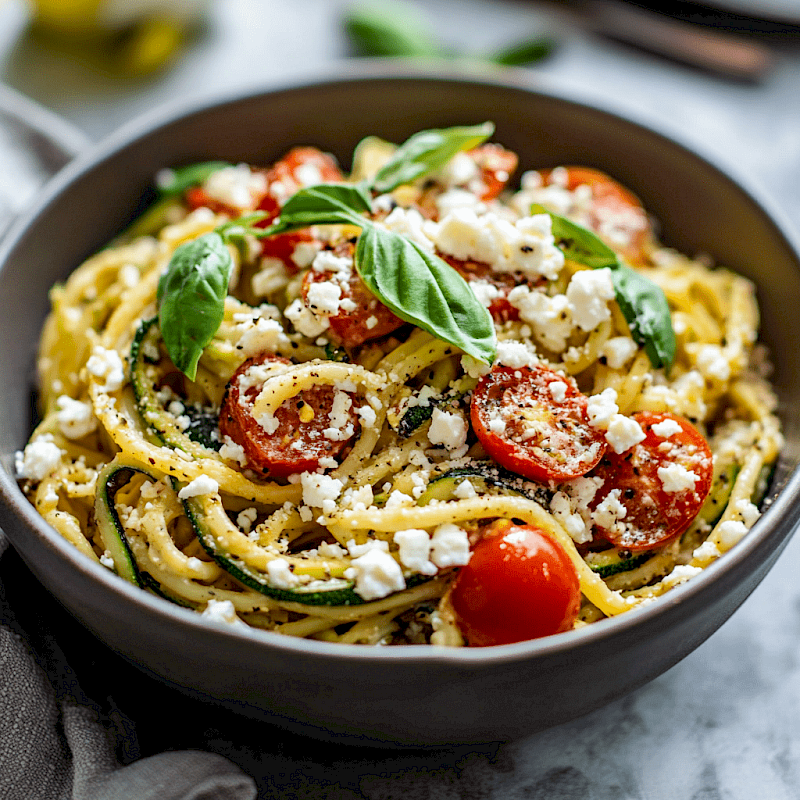 Galeriefoto: Zucchini-Nudeln mit Tomaten und Feta