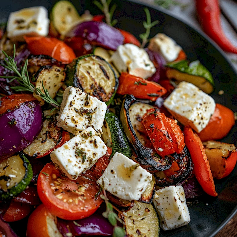 Feta-Salat mit gegrilltem Gemüse